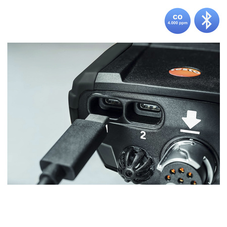 Testo 300 NEXT LEVEL O2 i CO Analizator spalin (4.000ppm) z drukarką + detektor Senco CO