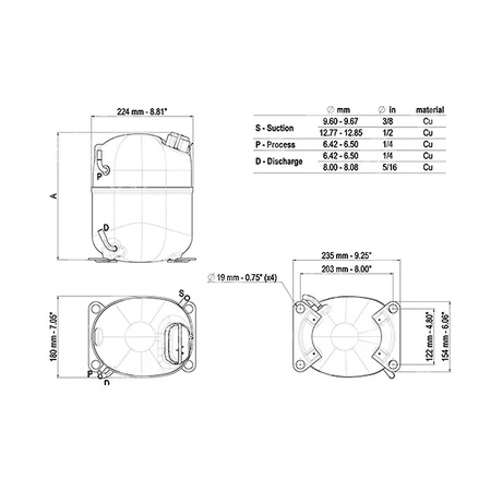Sprężarka chłodnicza Embraco Aspera NJ9226GK R404a/R507