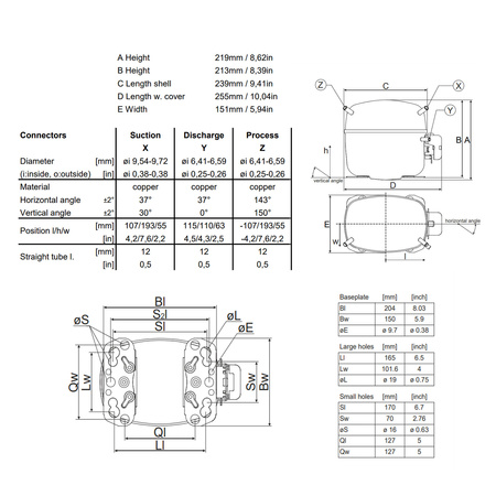 Sprężarka chłodnicza Secop SC21CL R404A/R507