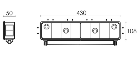 Box montażowy jednostki wewnętrznej z dwoma wylotami 430mm x 108mm 50mm