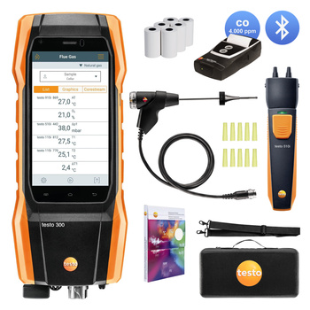 Testo 300 NEXT LEVEL O2 i CO Analizator spalin (4.000ppm) z drukarką + SmartSonda Testo 510i