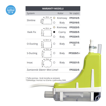 Pompka do skroplin Aspen Pumps Silent+ Mini Lime FP3321/5 Inoac