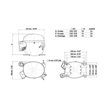 Sprężarka chłodnicza Embraco Aspera NT6224GK R404a/R507