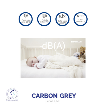 Klimatyzator Hyundai ® CARBON GREY HRP-M12CGI -  3,6 kW