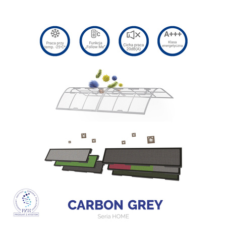 Klimatyzator Hyundai ® CARBON GREY HRP-M12CGI -  3,6 kW