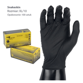 Rękawiczki jednorazowe nitrylowe Snakeskin Czarne XL