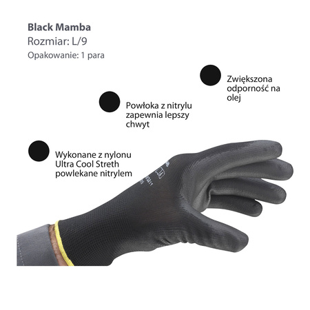 Rękawiczki powlekane nitrylem  L