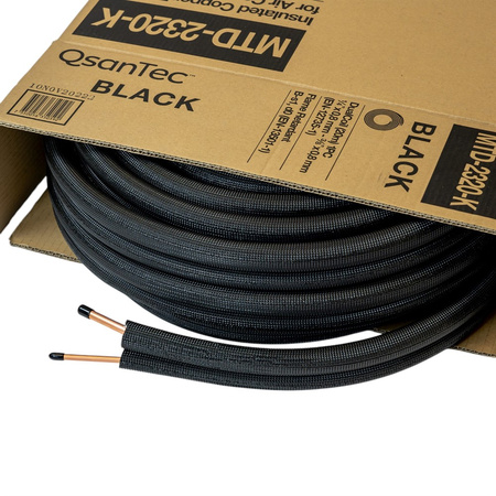 Rura miedziana podwójna w otulinie QsanTec Dualcoil 1/4"x3/8'' 20m do klimatyzacji chłodnictwa - czarna