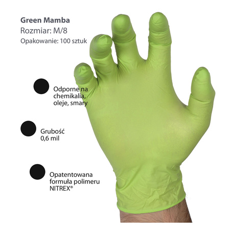 Rękawiczki jednorazowe nitrylowe Zielone M