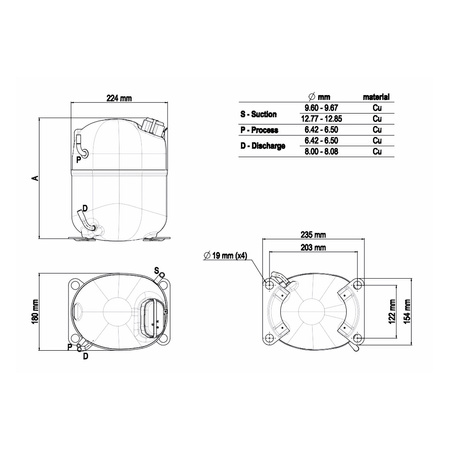 Sprężarka chłodnicza Embraco Aspera NJ9238GK R404a/R507