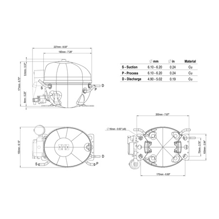Sprężarka chłodnicza Embraco Aspera EMC3117U R290