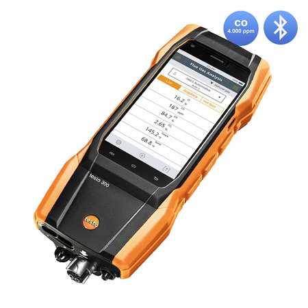 Testo 300 NEXT LEVEL O2 i CO Analizator spalin (4.000ppm) z drukarką + detektor Senco CO + Testo 510i