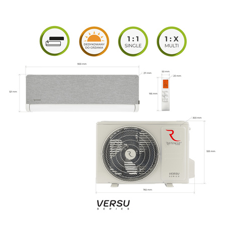 Klimatyzator Rotenso ® VERSU Cloth Stone X -  2,6kW