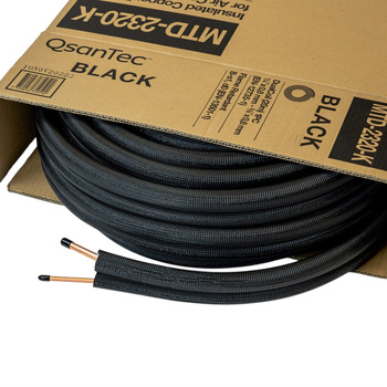 Rura miedziana podwójna w otulinie QsanTec Dualcoil 1/4"x3/8''  20m do klimatyzacji chłodnictwa - czarna