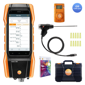 Testo 300 NEXT LEVEL O2 i CO Analizator spalin (4.000ppm) + detektor Senco CO